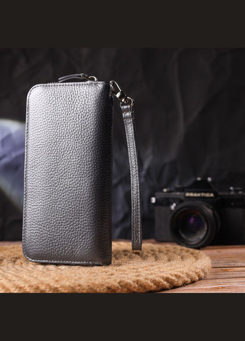 Жіночий гаманець з відливом із натуральної шкіри флотар 21622 Сірий Canpellini (306881696)