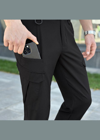 Черные демисезонные карго брюки Pobedov