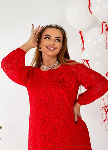 Червона святковий, вечірня сукня з гіпюру футляр No Brand однотонна