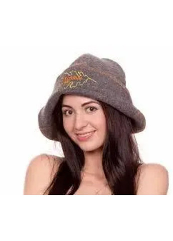 Шапка для лазні та сауни “Банщик” з натуральної повсті Сіра | Повстяна банна шапка з вишивкою No Brand (305774486)