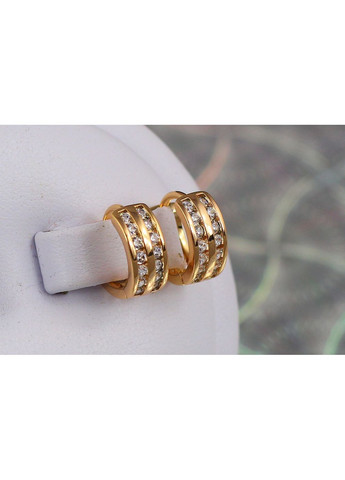 Серьги кольца Хупинг Jewelry две полосы сзади узор 1.2 см золотистые love-shopping Xuping Jewelry (354660545)