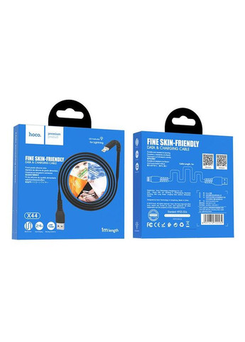 Кабель USB-Lightning X44 Soft Silicone 1m Black Hoco (368698156)