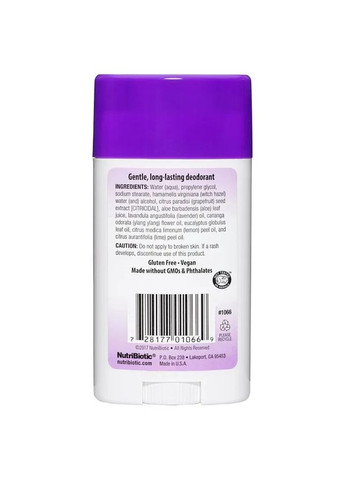 Дезодорант с лавандой Deodorant Lavender 75 г NutriBiotic (362971605)