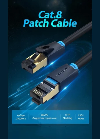 Патчкорд 3м CAT8, SSTP Ethernet 40Гбит/c (IKABI) Vention (300523999)