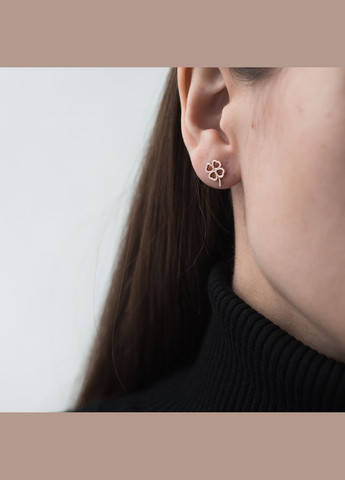 Сережки - пусети Конюшина в червоному золоті с06643 Oniks (264024385)