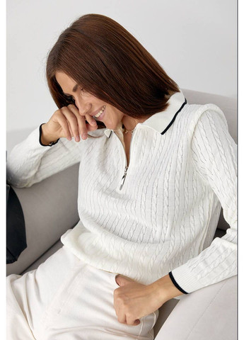 Трикотажная кофта с молнией и воротником-рубашкой – Размерная сетка в описании Vione (367074837)