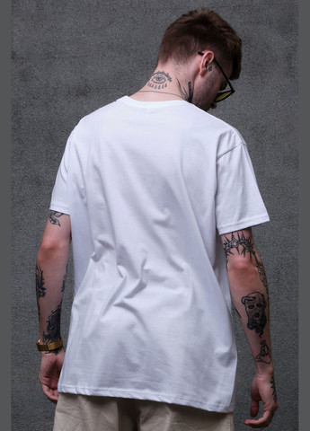 Белая оверсайз футболка с принтом1702 с длинным рукавом Without