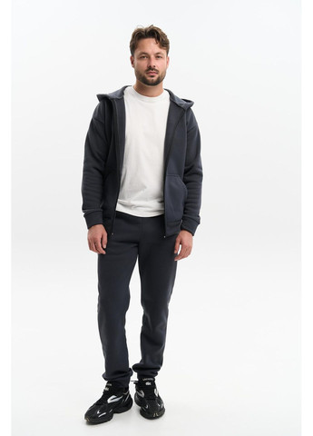 Чоловічий теплий спортивний костюм Великого розміру на блискавці з тринитки на флісі, графіт No Brand (365830125)