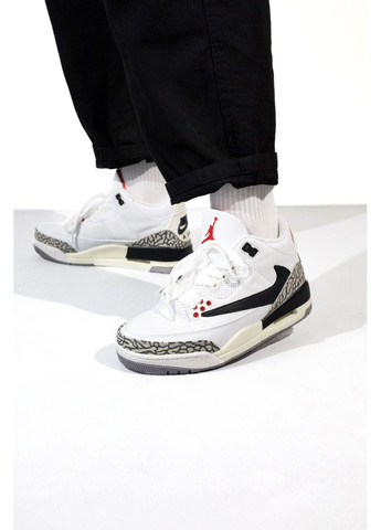 КРОССОВКИ ЖЕНСКИЕ NIKE AIR JORDAN 3 RETRO WHITE / BROWN НАЙК АИР ДЖОРДАН No Brand белые демисезоны (368870099)