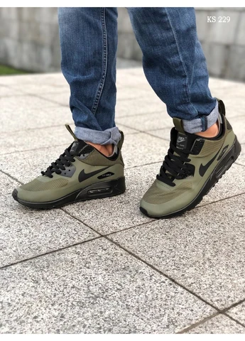 Сірі кросівки чоловічі nike air max 90 green найк аір макс 90 демісезон No Brand