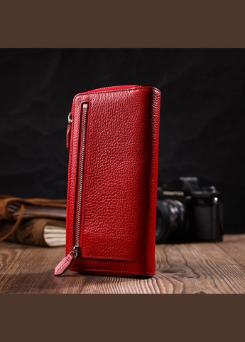 Місткий жіночий гаманець з блоком для карт та документів з натуральної шкіри 21956 Червоний Tony Bellucci (316322210)