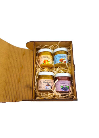 Коробочка деревянная маленькая книга с Дедом морозом 4 шт по 50 крем мед Царство Меду (360543396)