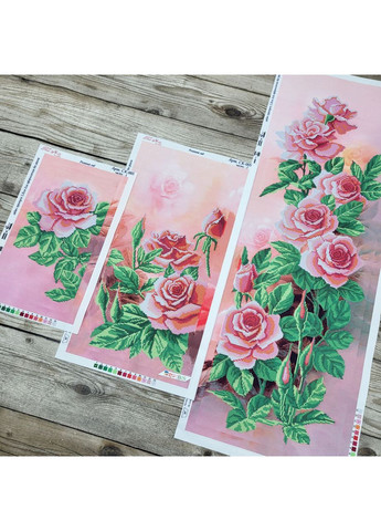 НАБОР ARHIBIS СК-005 Розовый сад, набор для вышивки бисером модульной картины, триптиха с цветами Tela Artis (369666180)