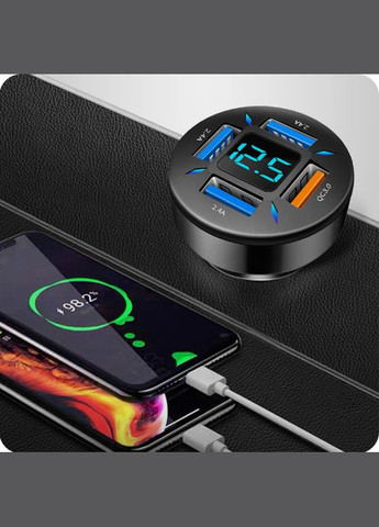 Автомобильное зарядное в прикуриватель с вольтметром и быстрой зарядкой на 4 USB OLAF (300172386)