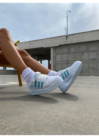 Білі літні кросівки adidas forum white blue адідас форум No Brand