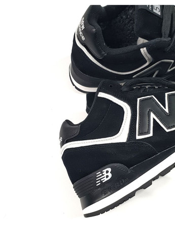 Кроссовки зимние женские и мужские New Balance 574 winter high black white fur | Нью Беланс 574 высокие черные белые с мехом No Brand чёрные зима (308360661)