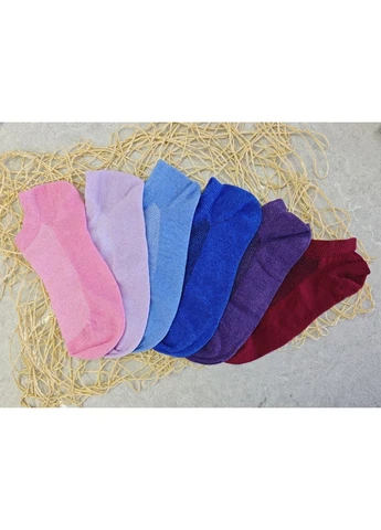 Сиреневые носки женские укороченные летние с сеткой color, 36-40р. набор из 6 пар. ассорти Дукат однотонные (385878218)