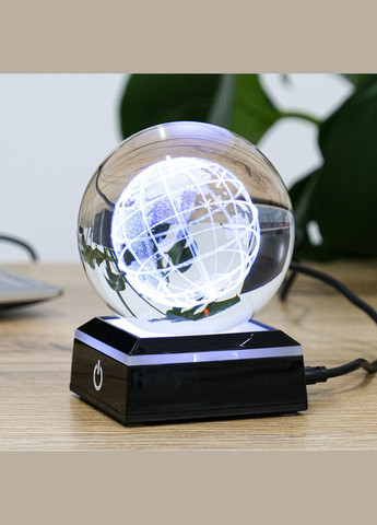 3D Лазерна кришталева куля Земля з LED підсвічуванням та USB см (MH-Q0199-2-8D) Гранд Презент (326800792)