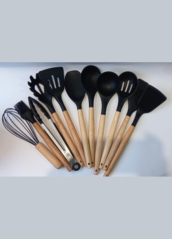 Силіконовий кухонний набір Kitchen Set 0350blasc 12 предметів чорні No Brand (300079524)