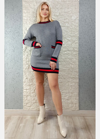 Сіра повсякденний, кежуал сукня-светр сукня светр Unigirl однотонна