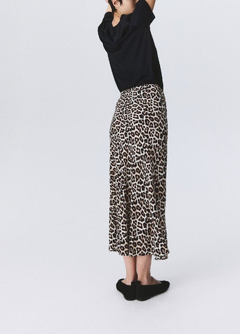 Светло-бежевая кэжуал леопардовая юбка H&M