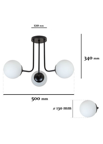 Потолочная черная люстра с 3 белыми плафонами-слоями "Triple Glow" (52-9908-3 BK+WH) No Brand (370071617)