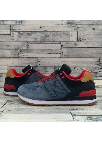 Серые демисезонные кроссовки мужские new balance 574 grey black red нью беланс 574 No Brand