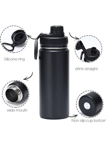 Спортивна термопляшка 600 мл з нержавіючої сталі — вакуумна ізоляція, герметична кришка, без BPA Black Gradient Stenson (359404523)