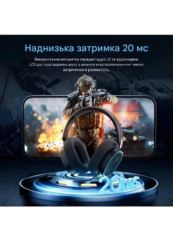 Геймерські навушники AeQur GH02 з підсвіткою Bluetooth 5.3 Hi-Res для PS4/PS5/ПК/Android/iOSP Baseus (376268657)