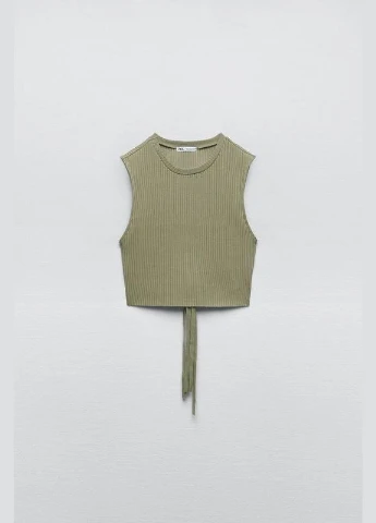 Топ в рубчик з відкритою спинкою Zara кроп топ в рубчик (315501409)