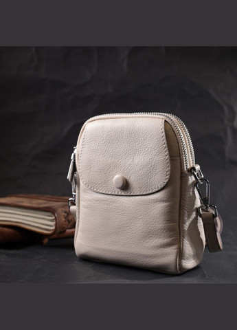 Женская вертикальная сумка на два отделения из натуральной кожи через плечо Vintage белая (sku_22401) No Brand (329853406)