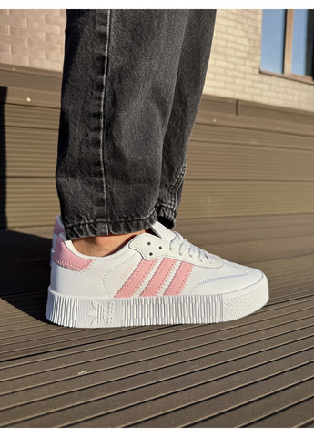 Розовые демисезонные кроссовки мужские adidas samba white pink адидас самба No Brand