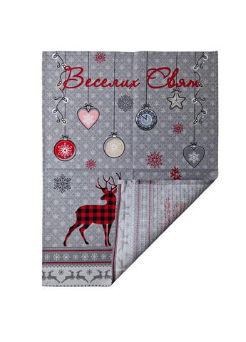 Кухонний рушник Winter Mood різдвяний вафельний 45х60 см сірочервоний (2800004667227) SoundSleep сірий