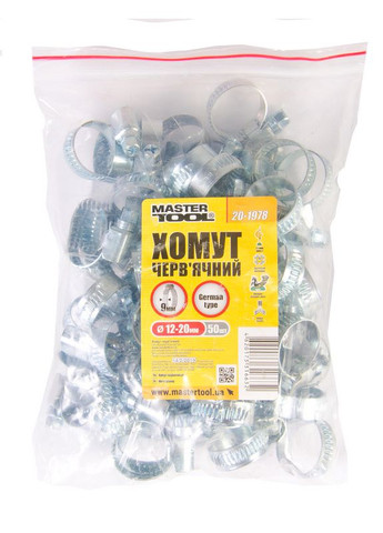 Хомут черв'ячний German type W1 DIN 3017 9.0 мм Ø 12-20 мм 50 шт 20-1978 Mastertool (365626937)