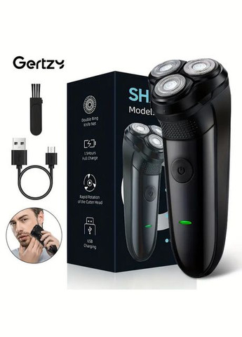 Електробритва акумуляторна роторна gertzy mg-716 чорна No Brand (325701640)