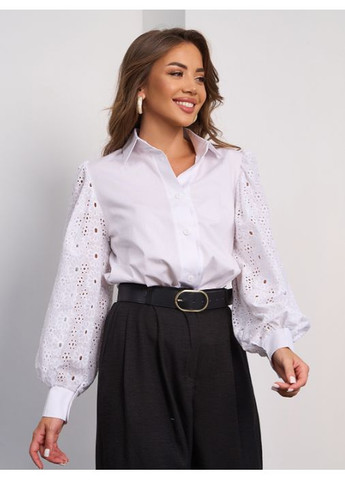 Белая праздничный, повседневный, классическая, кэжуал рубашка однотонная No Brand с длинным рукавом