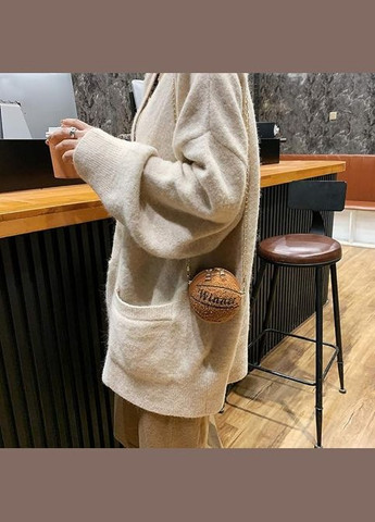 Женская круглая сумка меховая 10406 WINNER мяч на цепочке коричневая No Brand (313235564)