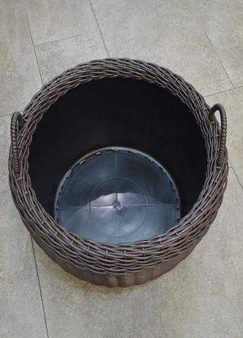 Корзина для дров плетеная (дровница) из искусственного ротанга ручной работы. Цвет Венге. 20 литров Handmade (327878909)