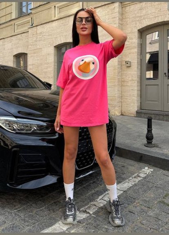 Женская футболка оверсайз, розовая, удлиненная (арт. 766EB) No Brand - (350886199)
