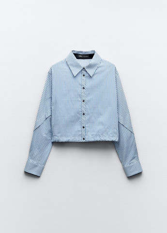 Синяя классическая рубашка в полоску Zara