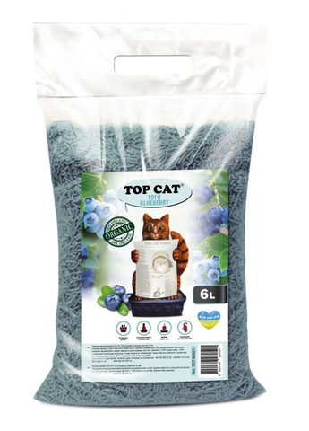 Наполнитель для кошачьего туалета Tofu соевый тофу с ароматом черники 6 л Top Cat (278076171)