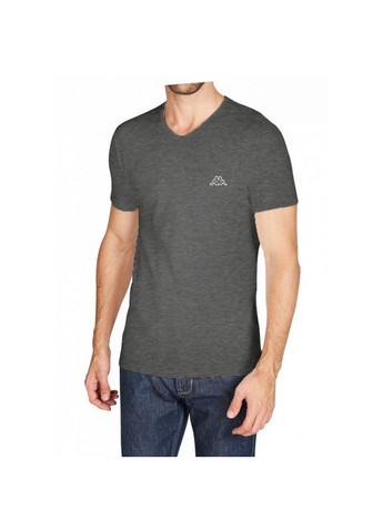 Серая футболка t-shirt mezza manica scollo v темно-серый Kappa