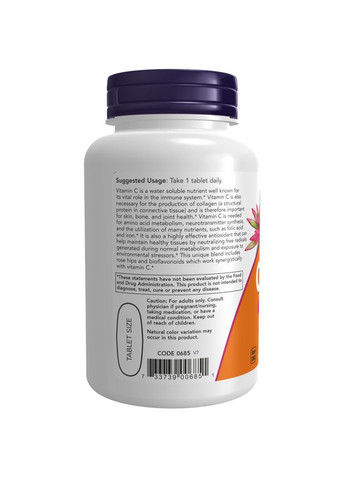 Вітаміни та мінерали Vitamin C-1000 with Rose Hips & Bioflavonoid, 100 таблеток Now (322292546)