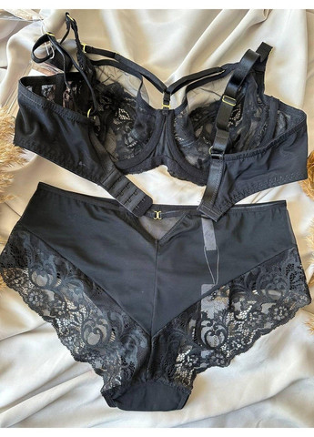 Чорний чорна жіноча білизна з портупеями комплект Lanny Mode
