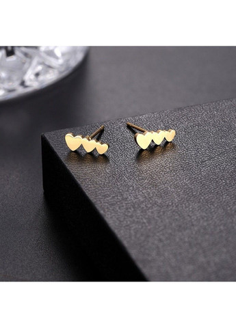 Сережки серця з нержавіючої медичної сталі з позолотою ES-177 No Brand (299330600)