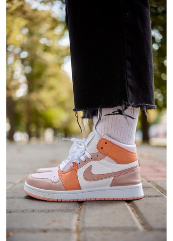 Білі Осінні кросівки чоловічі nike air jordan 1 retro orange white beige найк аір джордан No Brand