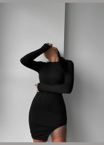 Черное коктейльное, праздничный, карнавальный, вечернее женское платье силуэтная No Brand