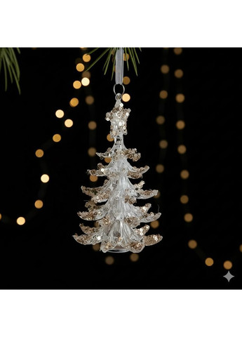Элегантная игрушка на ёлку в форме ёлочки 13 см Прозрачная No Brand (370161611)