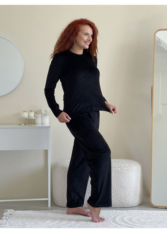 Черная зимняя женская пижама кофта + брюки No Brand 100002411