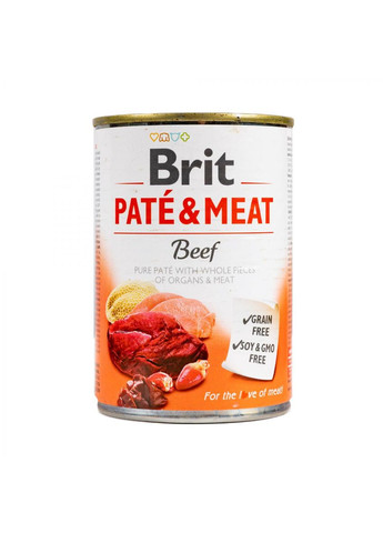 Вологий корм для собак Pate & Meat Beef 400г, з яловичиною та індичкою Brit (292258880)